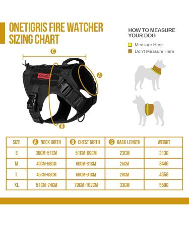 Oneigris Fire Watcher 2.0 Tactical Dog Harness | XL Black No-Pull Molle Metal Buckles Service Vest with 2 Handles - Premium 1000D Nylon - Buy Online on GoSupps.com