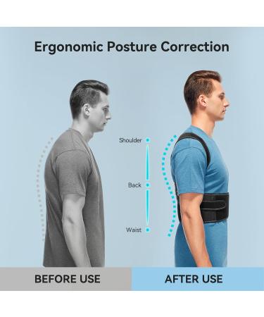 Posture Corrector Back Brace for Men & Women - Adjustable Breathable Full Back Support for Pain Relief - Fits Neck Shoulder Clavicle Upper & Lower Back - Black Large - Buy Online on GoSupps.com