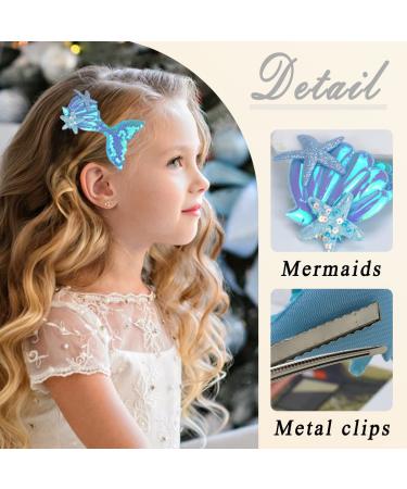 Mermaid Hairclip Set for Girls & Women - Sky Blue, Sequin Hair Accessories for Pool/Beach Parties - Buy Online on GoSupps.com