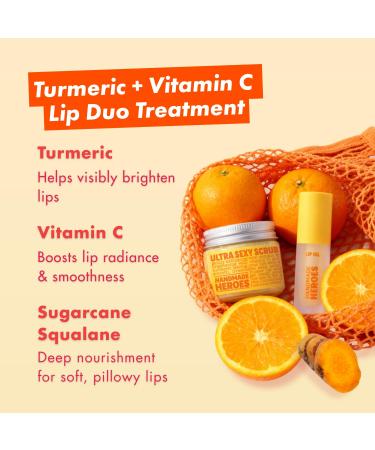 Handmade Heroes Turmeric & Vitamin C Lip Care Kit 100% Natural Lip Scrub & Lip Oil for Dry Dull Lips - Brightening & Nourishing Lip Therapy Set - Buy Online on GoSupps.com