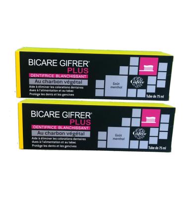 Bicare Gifrer whitening toothpaste with vegetable charcoal - Pack of 2 tubes of 75ml