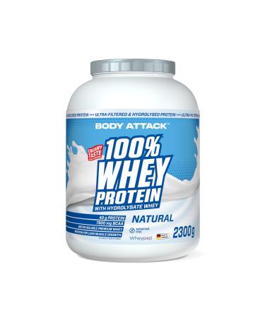Body Attack 100% Whey Protein Bodybuilding Protein - Creamy Protein Powder with Hydrolysate and BCAA Mass Gain and Diets for Athletes and Athletes - Made in Germany - 2.3 kg Natural