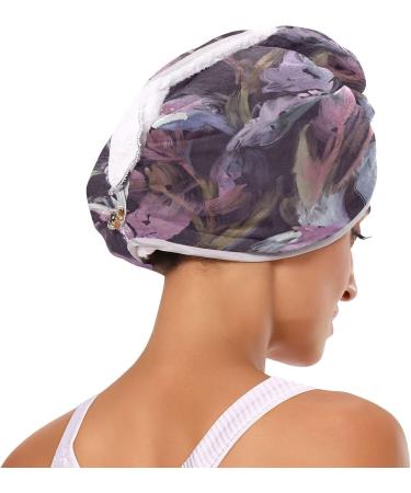 Blooming Iris Flower Dry Hair Cap Set | 2-Piece Quick Drying Towel & Button Headband | Super Absorbent & Comfortable - Buy Online on GoSupps.com