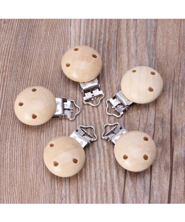 VAILANG 5pcs Metal Wooden Baby Pacifier Clips - Premium Infant Soother Clasps & Holders - Stylish & Safe Accessories for Newborns - Buy Online on GoSupps.com