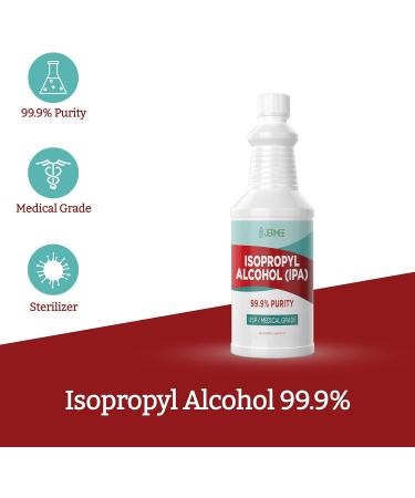 Jermee Isopropyl Alcohol 99.9% Purity USP/Medical Grade Made in USA - 2 Pack 32oz Bottles (64oz Total) - Buy Online on GoSupps.com