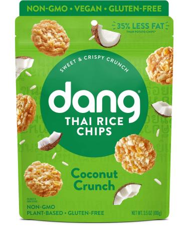 Dang Thai Rice Chips | Gluten Free, Soy Free & Preservative Free Rice Crisps, Healthy Snacks Made with Whole Foods (Coconut Crunch, 3.5 Ounce (Pack of 6)) Thai Rice Chips Coconut Crunch 3.5 Ounce (Pack of 6)
