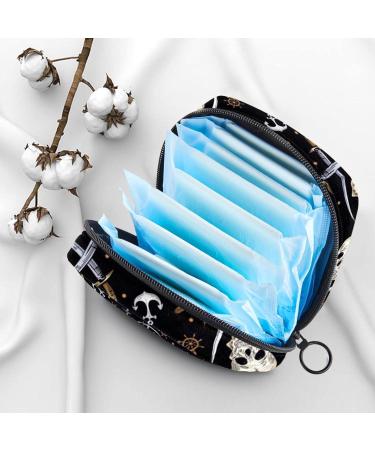 Menstruation Pad Bag with Zipper | Women's Napkin & Tampon Collection Bag | Pirate Skulls Swords & Anchor Pattern - Buy Online on GoSupps.com
