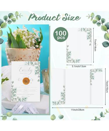 100 Pcs Pre Folded Vellum Jackets for 5 x 7 Invitations  Transparent Vellum Paper 5 x 7 Invitations Greenery Printed Vellum Paper Wraps for Wedding Baby Shower Birthday Clear Eucalyptus Vellum Paper - Buy Online on GoSupps.com