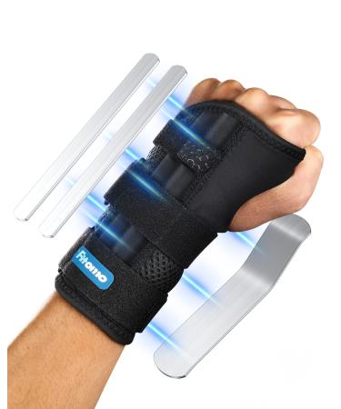 Fitomo Wrist Support with 3 Metal Splints and Soft Thumb Opening Wrist Splint for Carpal Tunnel Arthritis Tendonitis Sprains Hand Splint for Night Support Sleeping 1 Unit Left Hand S/M Left-Blue