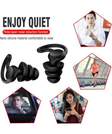 Reusable 3-Layer Sound-Proof Earplugs for Sleeping, Working, Concerts - Black - Buy Online on GoSupps.com