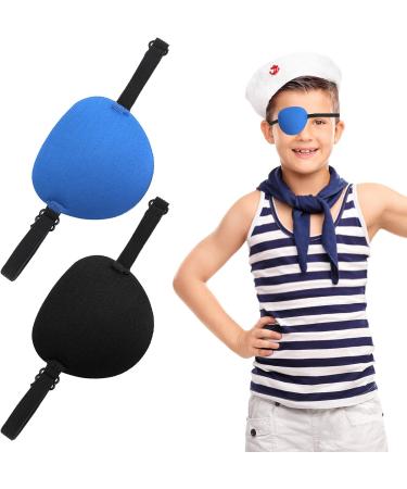 Sibba Adjustable Eye Patches for Kids & Adults - 2 PCS Medical Eye Patch for Amblyopia Cosplay & Pirate Costume - Blue & Black - Buy Online on GoSupps.com