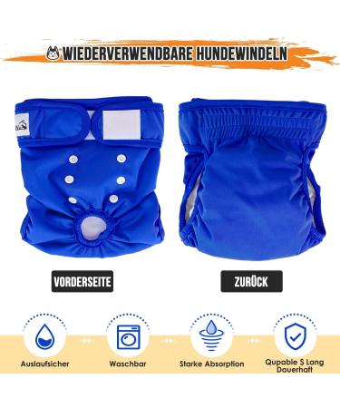 Slowton Dog Diapers for Bitches - Washable Soft Eco-Friendly Adjustable Incontinence Pants | Black Gray Blue | Size L - Buy Online on GoSupps.com