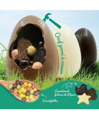 Easter Maryse Egg Surprise Chocolate Moulding 150 g Easter Chocolate 100% Handmade in France Chocolate Rabbit Hen Bell Chick Egg (Black Chocolate) - Buy Online on GoSupps.com