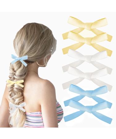 Mezrkuwr 6 Pieces Bow Hair Clips Accessories for Women Girls Toddlers Alligator Hair Bow Clips Hair Clips for Teens Kids Bow Color2