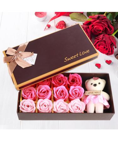  Fdit Romantic Rose Flower Soap Body Soap Floral Bath Soap Rose Bath Soap Rose Flower Petals Plant Essential Oil Soap Rose Soap (pink gradient) - Buy Online on GoSupps.com