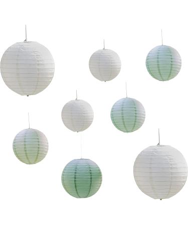 Shop Sage & White Hanging Paper Lanterns - Elegant Decor for Any Occasion | International Shipping - Buy Online on GoSupps.com