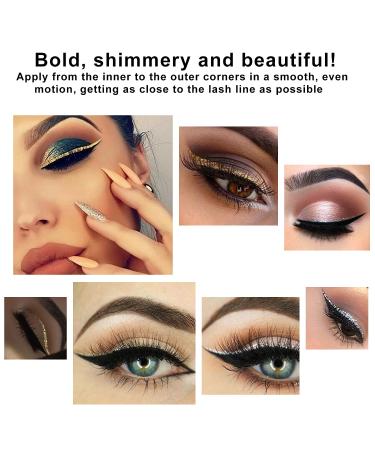 2021 Upgraded Liquid Glitter Eyeliner Set - Metallic Shimmer & Long Lasting Waterproof Formula in Gold - Buy Online on GoSupps.com