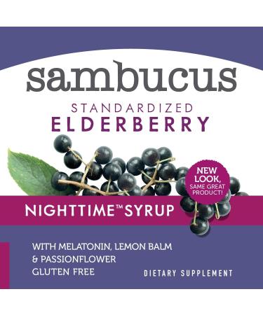 Nature's Way Sambucus NightTime Elderberry Syrup with Melatonin & Herbs - 4 fl. oz. for Restful Sleep - Buy Online on GoSupps.com