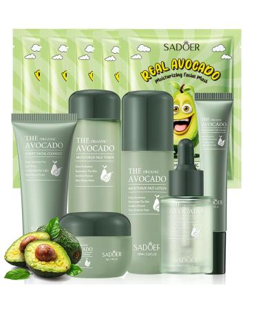 Avocado Skin Care Sets 11pcs Skin Care Gift Set with Lip Balm Toner Lotion Face Serum Eye Cream For Hydrating Skin Anti-Aging Skin For Women Teen Girls (Extra Large 11 Count)
