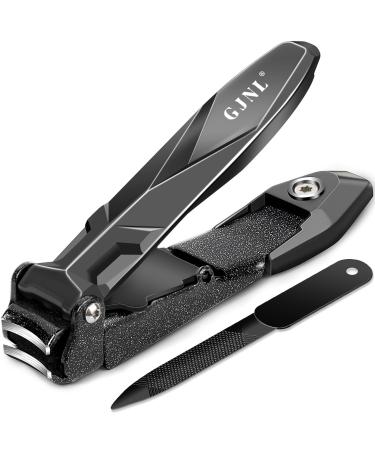 2024 Upgraded Nail Clippers for Men with Catcher - GJNL Heavy Duty Large Mess Free Nail Cutters Ultra Sharp Stainless Steel Fingernail and Toe Nail Clippers with Nail File