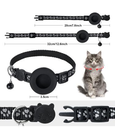 Yhmall Airtag Cat Neck Band with Bell | Reflective Adjustable Collar & Protective Cover | Compatible with Apple Airtag - Black - Buy Online on GoSupps.com