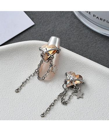 YOXIER Crooked Heart Nail Charms 3pcs Nail Tassel Chain Stunning Trendy Peach Heart Rhinestone Accessories Heart Chain Nail Art Jewelry G - Buy Online on GoSupps.com