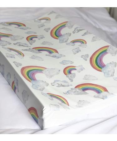 The Gilded Bird Wedge Baby Changing Mat w/Raised Sides Change Pad 69cm x 44cm Extra Thick Wipeable (Rainbow on White) - Buy Online on GoSupps.com