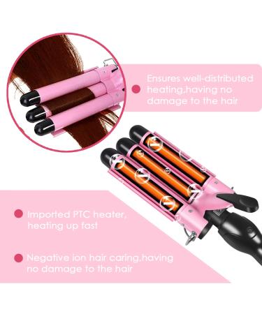 Three Barrel Curling Iron Wand - 1 Inch Ceramic Tourmaline Triple Barrels for Waves - Dual Voltage Hair Crimper & Styling Tool - Buy Online on GoSupps.com