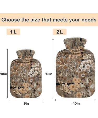 Shop Naanle Hot Water Bottle with Cover - Flower Leopard Print | 1L Heat Therapy for Back Pain Relief & Warmth - Buy Online on GoSupps.com