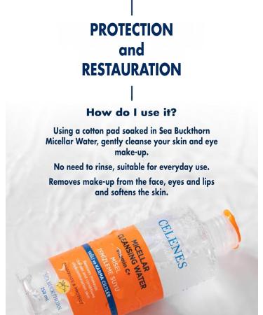 Celenes by Sweden - Advanced Micellair Cleansing Water with Sea Buckthorn | Vitamin C Enriched Alcohol and Paraben Free | For Oily and Combination Skin | Deep Cleansing and Refreshing 250 ml - Buy Online on GoSupps.com