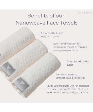 VOLO Hero Luna Gray Face Towel 3PK - Reusable Wash Cloths for Makeup Removal & Shower, Ultra Soft Absorbent Nanoweave Fabric - Fast Drying Microfiber - Buy Online on GoSupps.com