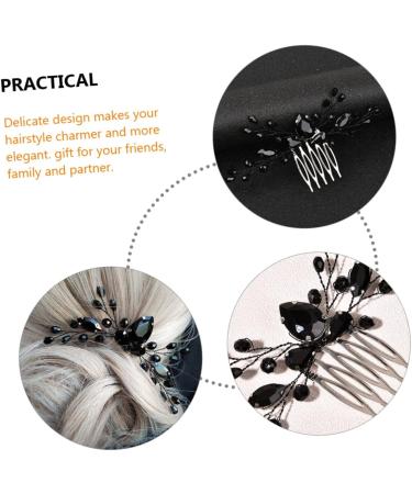 SKISUNO Black Crystal Hair Accessories Inserted Hair Comb Bride Hair Accessories Bride Hair Decor Hair Decoration Rhinestone Hair Comb Rhinestone Hairpin Fashion Bride Headdress - Buy Online on GoSupps.com