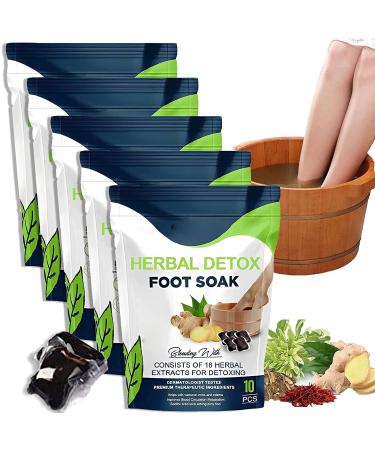 Oveallgo Pro Herbal Detox Foot Soak Beads Herbal Detox Cleansing Foot Soak Beads Herbal Detox Origin Foot Soak Beads Relieve Foot Pressure and Improve Sleep (5 Box)