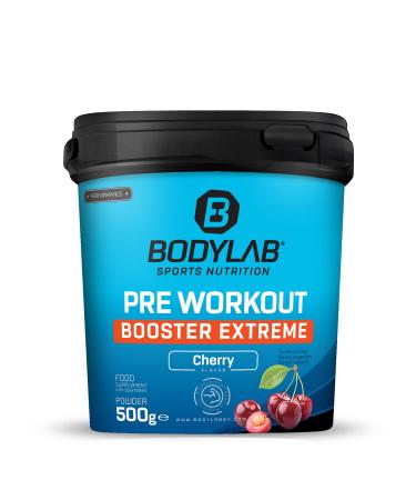 BODYLAB24 Pre-Workout Booster Extreme 500g power formula from the best amino acid vitamin B6 and high-quality plant extracts ideal energy booster during intensive training cherry