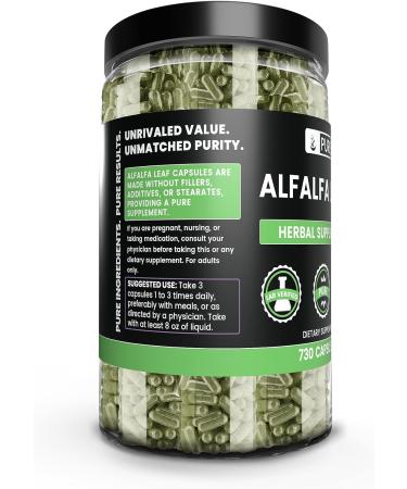 Alfalfa Leaf 1050mg (730 Capsules) - Pure Original Ingredients, Lab Verified - No Magnesium or Rice Fillers - Buy Online on GoSupps.com