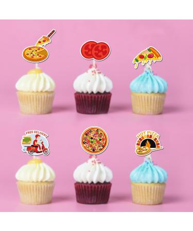 Pizza Dessert Cupcake Toppers Party Decoration Pizza Paper Straw Decor Party Supplies Favors Pizza Baby Shower or Birthday Party Decorations- Set of 24 - Buy Online on GoSupps.com