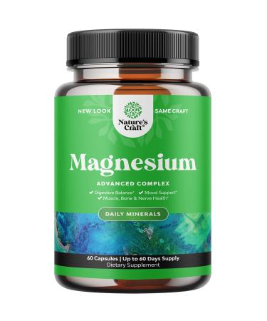 High Absorption Magnesium Complex Supplement - Pure Magnesium Citrate 500mg with Magnesium Oxide for Sleep Stomach Digestion and Mood Support - Magnesium Citrate/Magnesium Oxide 500mg Capsules