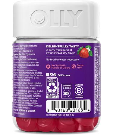 OLLY Sleep Gummy 3 mg Melatonin L-Theanine Chamomile Lemon Balm Sleep Aid Strawberry 60 Count 60 Count (Pack of 1) - Buy Online on GoSupps.com