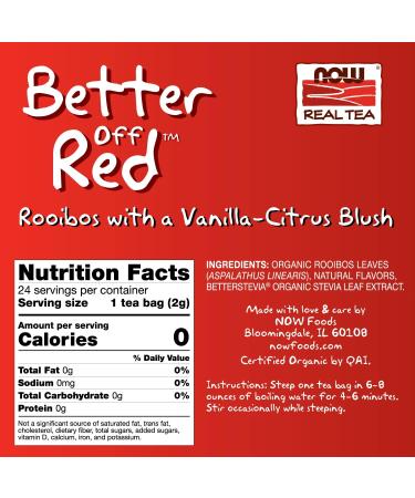 NOW Foods Better Off Red Rooibos Tea - 24 Tea Bags - Buy Online on GoSupps.com