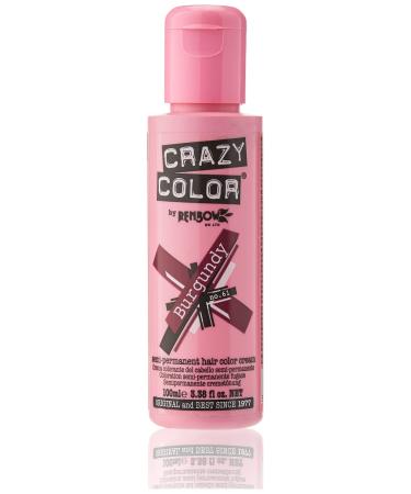 Renbow Crazy Color Semi Permanent Hair Color Cream Burgundy No.61 100ml Burgundy 100 ml (Pack of 1)