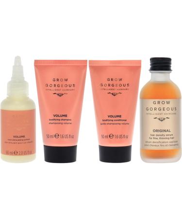 Volume Discovery Kit by Grow Gorgeous for Unisex - 4 Pc 1.6oz Volume Bodifying Shampoo 1.6oz Volume Bodifying Conditioner 2oz Volume Root Stimulator Primer 2oz Hair Density Serum Original - Buy Online on GoSupps.com