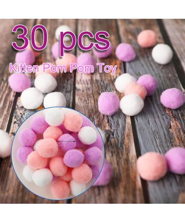 Amaxiu 30Pcs Cat Toy Balls Soft Kitten Pompom Ball Indoor Cats Interactive Ball Toys 3cm/1.18in Queit Cat Ball Cat Pom Pom Balls for Pet Play Pursue Roll Fetch Pink and Purple - Buy Online on GoSupps.com