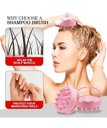 AEEOONLS Scalp Massager Shampoo Brush - Soft Hair Scalp Scrubber for Stress Relief and Growth - Ergonomic Shower Brush for Men, Women, Kids - Pink - Buy Online on GoSupps.com