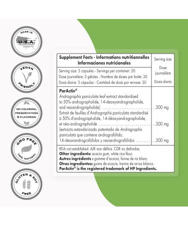 Supersmart ParActin 300mg - Immune Support & Inflammatory Response - 90 Vegetarian Capsules - Buy Online on GoSupps.com