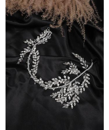 Deniferymakeup Rhinestone Wedding Hair Accessory Crystal Headband for Bride Crystal Leaves Hairstyles for Wedding - Buy Online on GoSupps.com