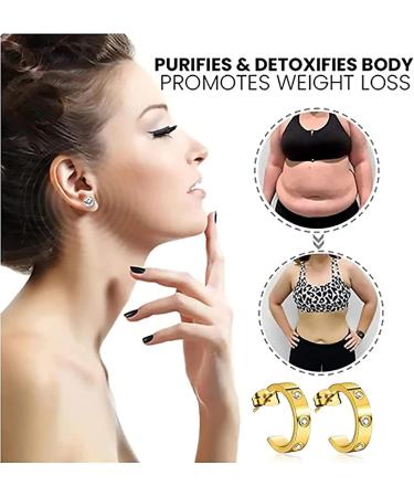 3 pairs C-shaped titanium steel earrings Earacupressure Magnetherapy Detoxi Earrings Acupressure Slimming Earrings - Buy Online on GoSupps.com