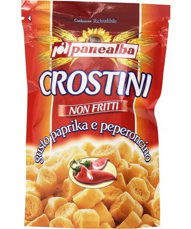 Italian Gourmet E.R. Panealba Paprika e Peperoncino Crostini Croutons with unfried salted peppers and chilies 100g