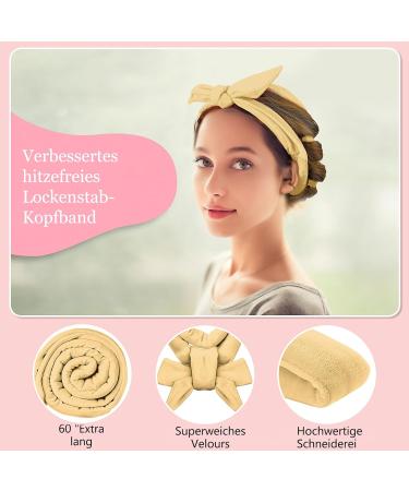 Lock Winder Curls Without Heat | 60 Extra-Long Heatless Curling Bands | Overnight DIY Hair Curler Set for Medium & Long Hair (Khaki) - Buy Online on GoSupps.com