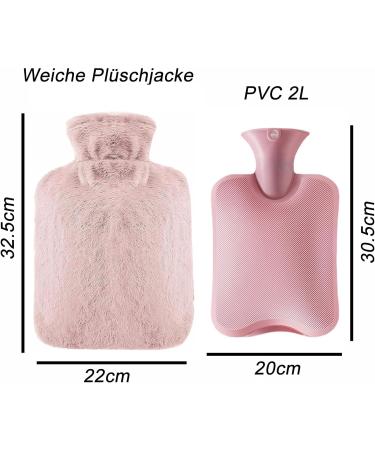 Premium 2L Heat Bottle with Soft Fluffy Cover - Durable PVC Hot Water Bag for Pain Relief - Perfect Gift for Women & Adults (Pink) - Buy Online on GoSupps.com