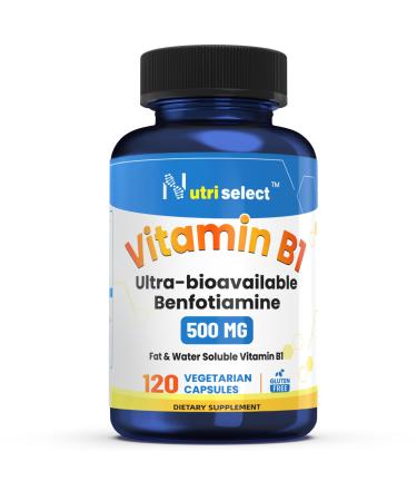 Nutriselect 120 Capsules containing 500 mg of Vitamin B1 formulated with Benfotiamine and is Non-GMO Vegan and Gluten-Free (1)